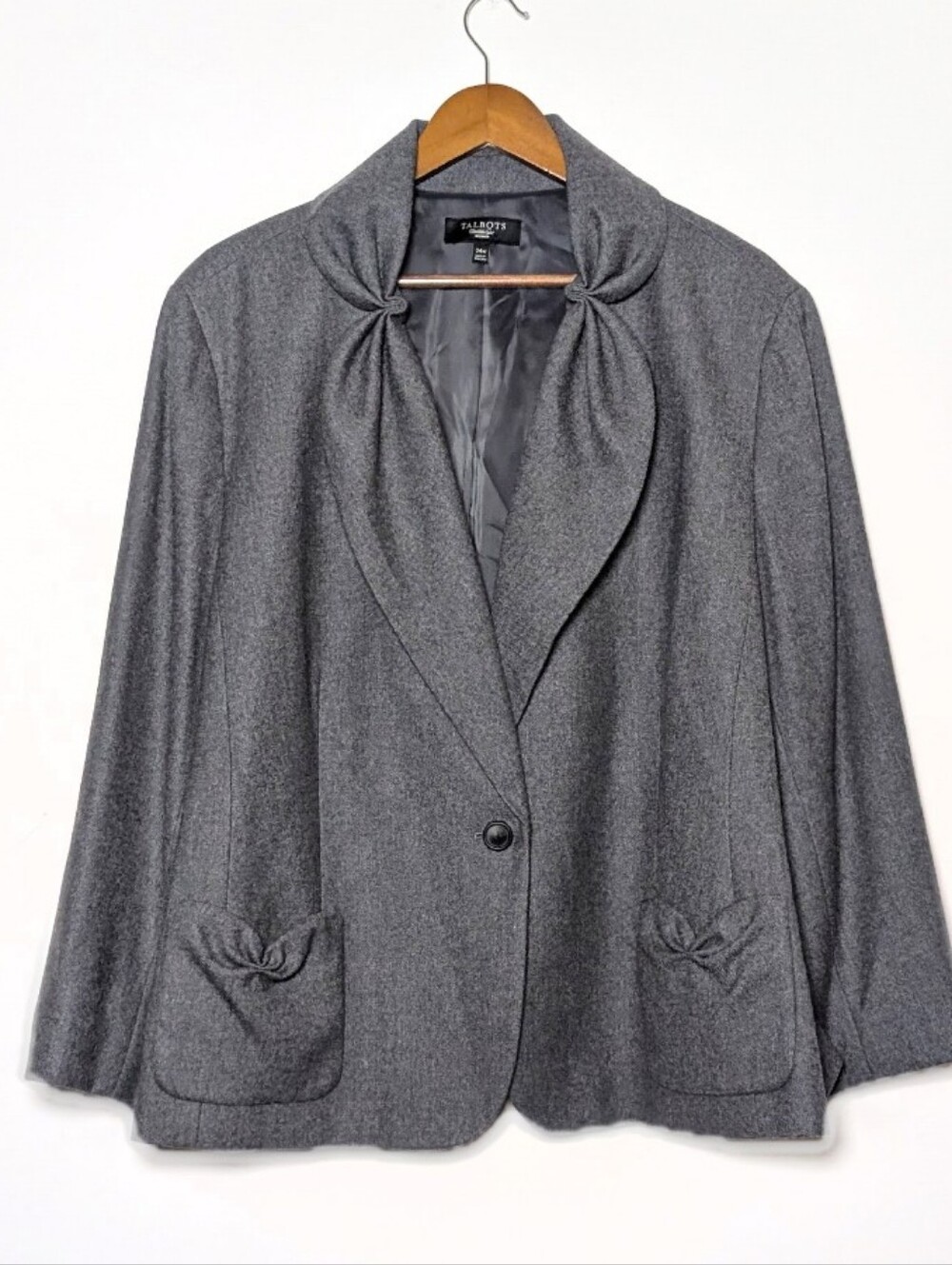 Talbots Woman Wool Grey Blazer Career 24W NWOY